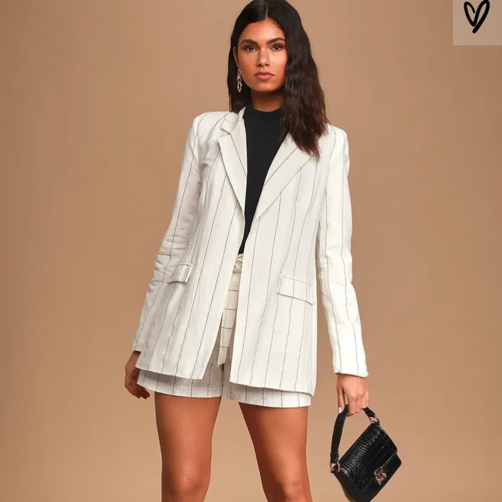 Lulu's Ivory Pinstripe Blazer